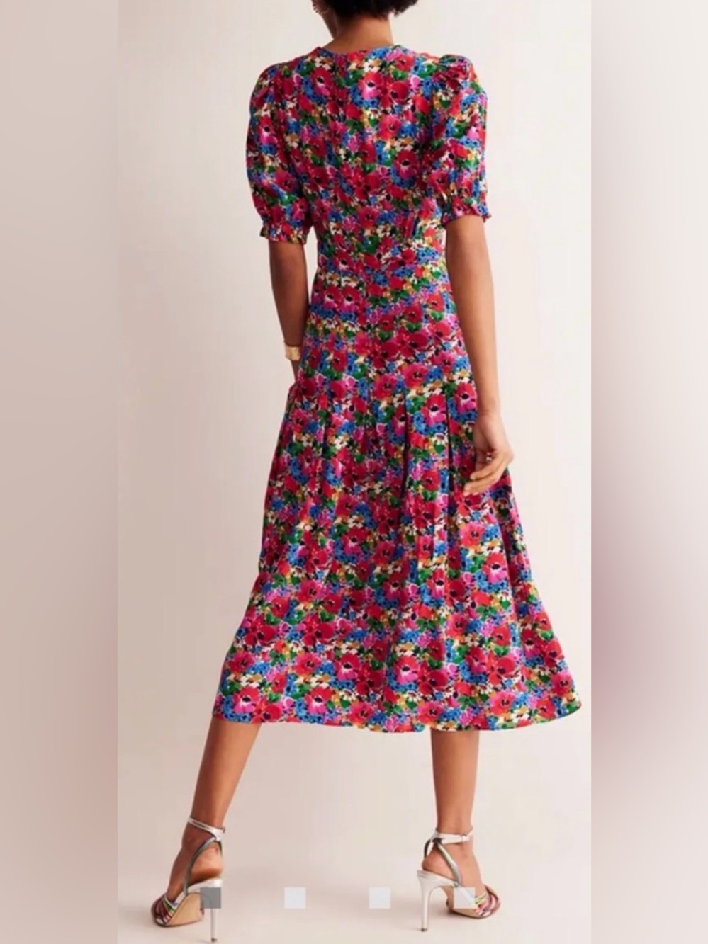 Boden Liv Pleat Detail Midi Dress, Wild Poppy - Picture 2 of 16